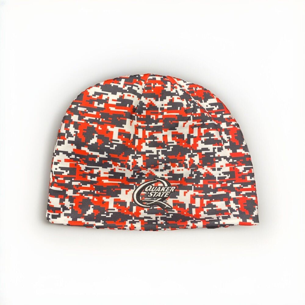 Quaker state beanie hat Red Black And White Fleece Lined